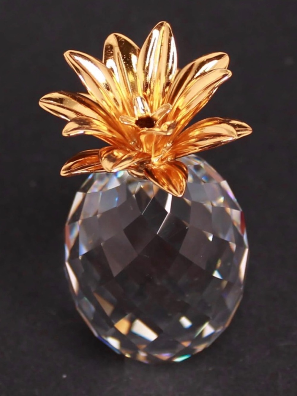 Swarovski Crystal Pineapple Figurine with Gold Top (Small) - Picture 3 of 6
